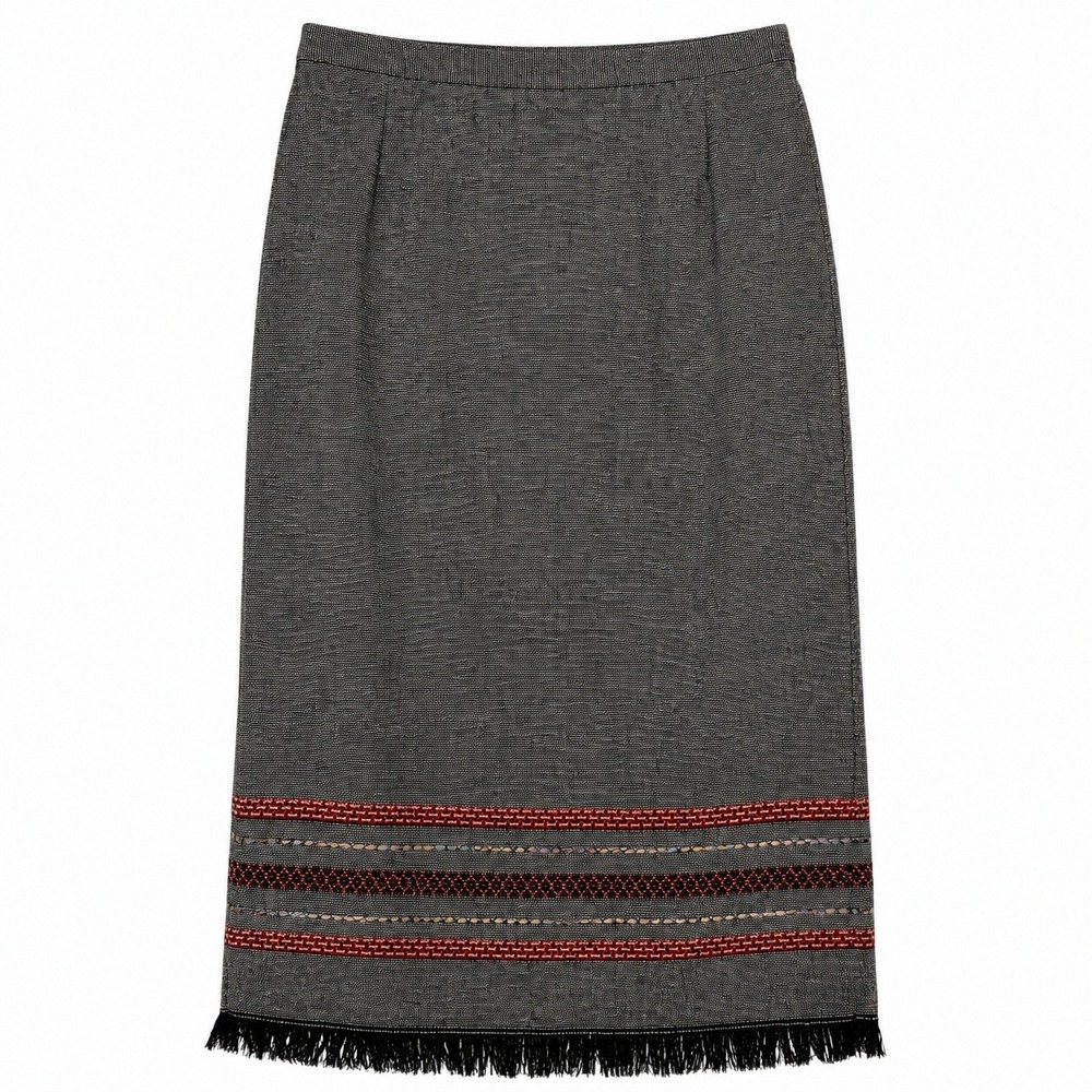 Vintage Nouveaux Folkcore Maxi Skirt Women 10P Boho Western Cottage Wool Blend